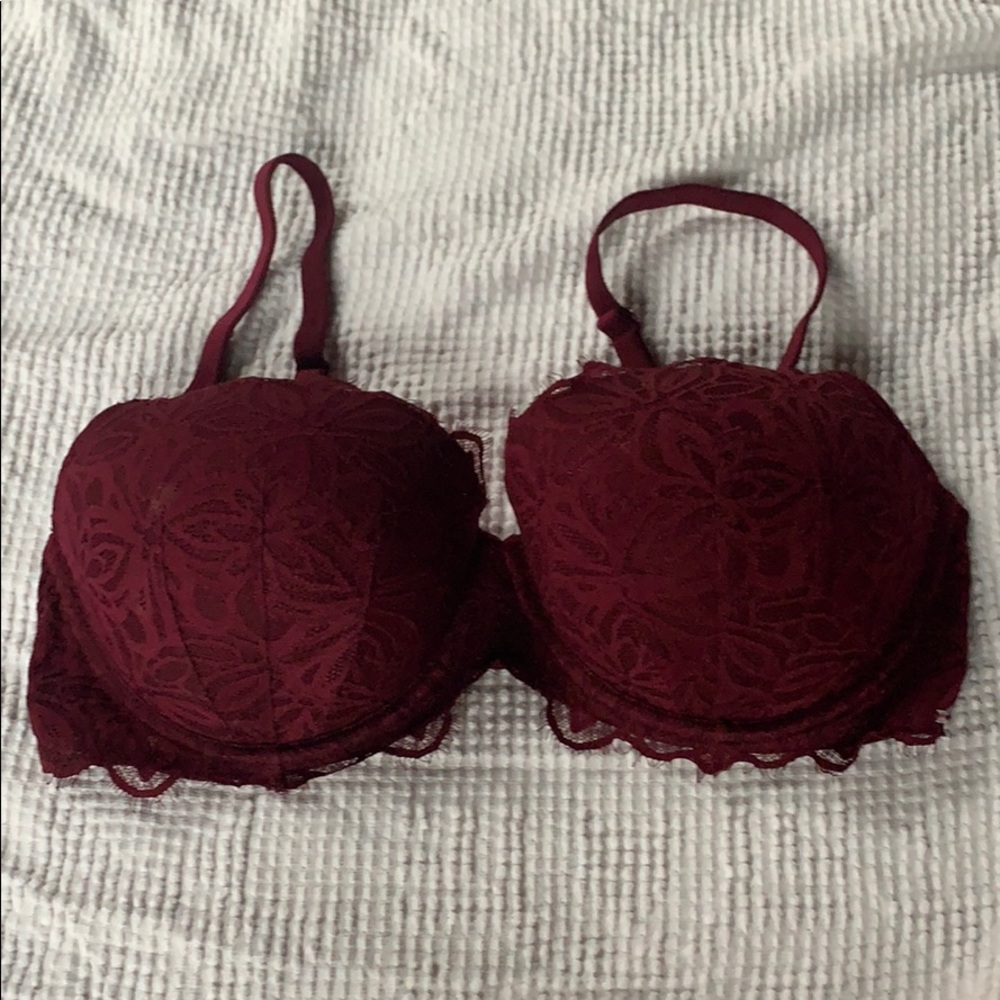 Victoria’s Secret Maroon Lace Date Push-Up 36DD